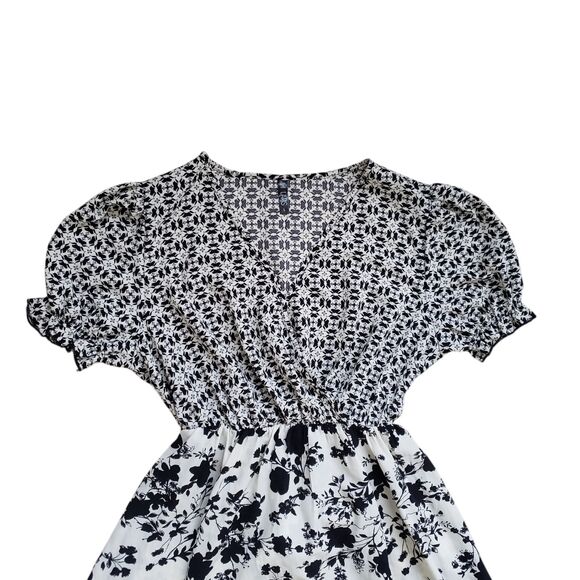 Anthropologie Lapis Floral Dress Womens Large Black White Boho - Picture 5 of 14